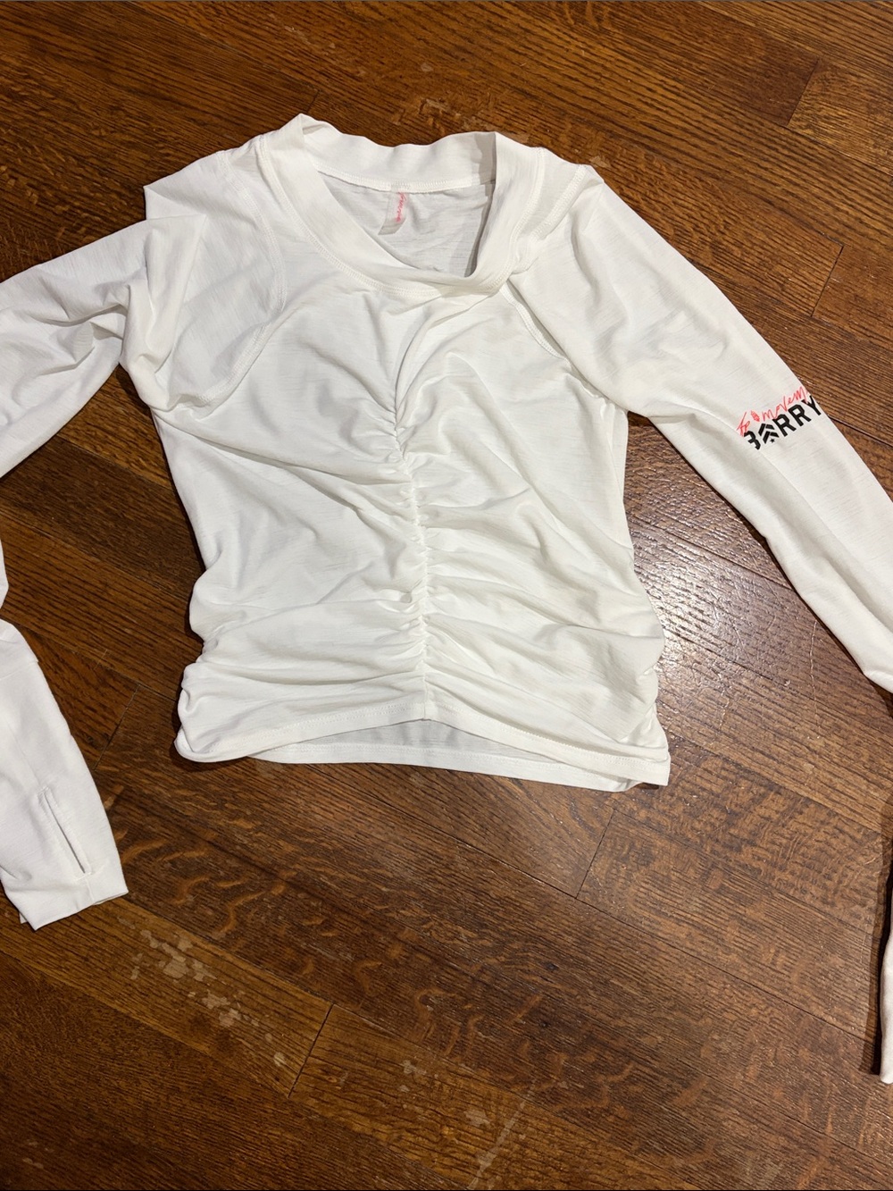 FP Movement by Free People White x Barry’s Ruched Long Sleeve Top
